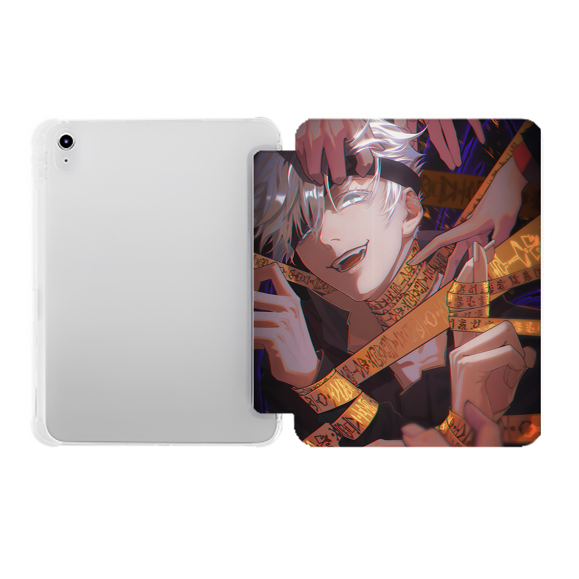 （画像用） 呪術廻戦 Jujutsu Kaisen IPad ケース ペン収納付き 三つ折りスタンド PUレザー×シリコン 対応機種9.5/10.5/10.9インチ
